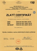 IQNET Zlaty QMS+EMS+SM BOZP